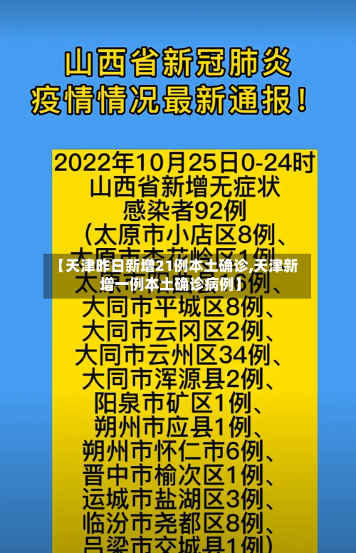 【天津昨日新增21例本土确诊,天津新增一例本土确诊病例】