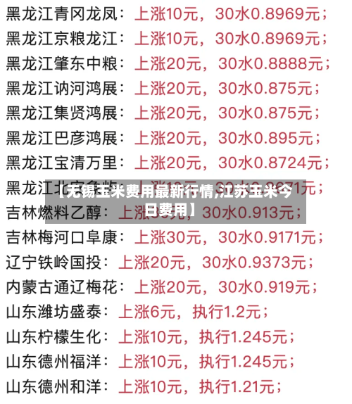 【无锡玉米费用最新行情,江苏玉米今日费用】