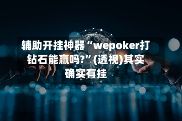 辅助开挂神器“wepoker打钻石能赢吗?”(透视)其实确实有挂-第2张图片