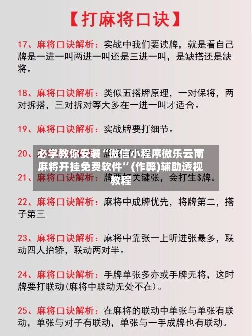 必学教你安装“微信小程序微乐云南麻将开挂免费软件”(作弊)辅助透视教程-第2张图片