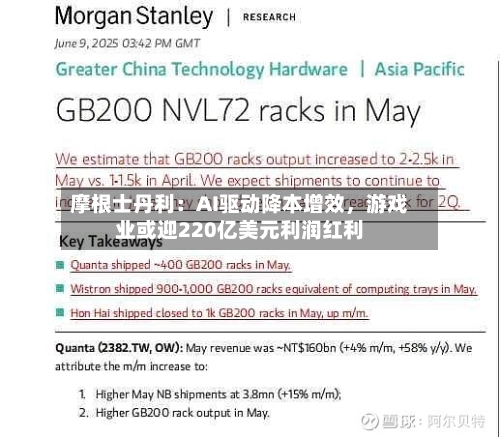 摩根士丹利：AI驱动降本增效	，游戏业或迎220亿美元利润红利-第2张图片