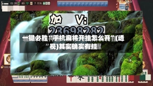 一键必胜“手机麻将开挂怎么开”(透视)其实确实有挂