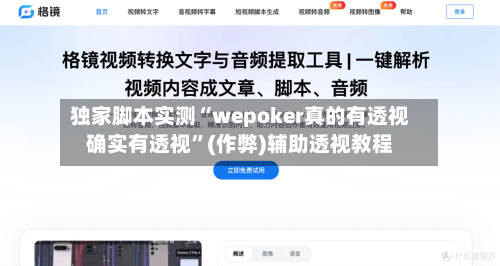 独家脚本实测“wepoker真的有透视确实有透视”(作弊)辅助透视教程-第2张图片