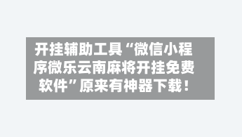 开挂辅助工具“微信小程序微乐云南麻将开挂免费软件”原来有神器下载！-第2张图片