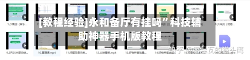 [教程经验]永和备厅有挂吗”科技辅助神器手机版教程