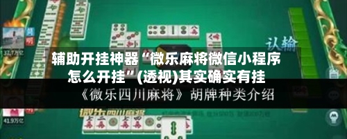 辅助开挂神器“微乐麻将微信小程序怎么开挂	”(透视)其实确实有挂-第2张图片