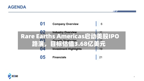 Rare Earths Americas启动美股IPO路演	，目标估值3.68亿美元-第3张图片