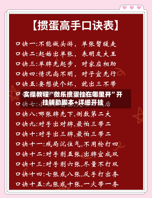 实操教程“微乐掼蛋挂在哪里开”开挂辅助脚本+详细开挂-第3张图片