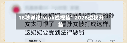 18秒详论!wpk透视挂”2026透视开挂