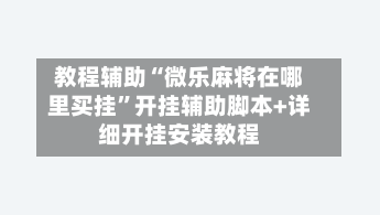 教程辅助“微乐麻将在哪里买挂	”开挂辅助脚本+详细开挂安装教程-第2张图片