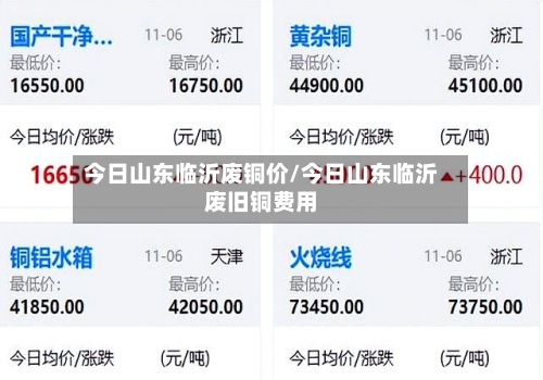 今日山东临沂废铜价/今日山东临沂废旧铜费用