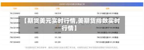 【期货美元实时行情,美期货指数实时行情】
