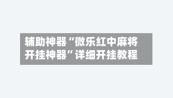 辅助神器“微乐红中麻将开挂神器	”详细开挂教程-第2张图片