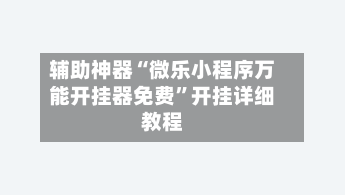 辅助神器“微乐小程序万能开挂器免费”开挂详细教程-第3张图片