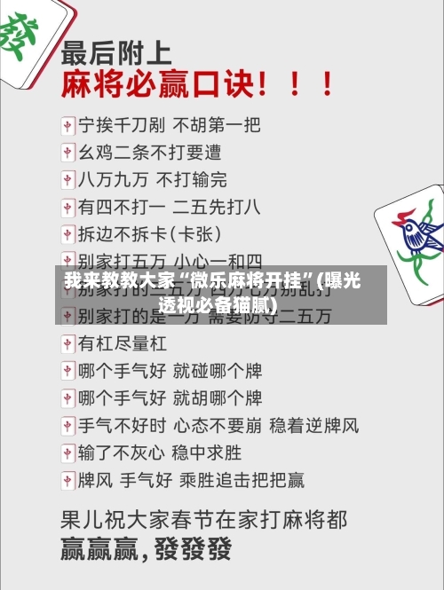 我来教教大家“微乐麻将开挂”(曝光透视必备猫腻)-第3张图片
