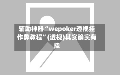辅助神器“wepoker透视挂作弊教程”(透视)其实确实有挂-第2张图片