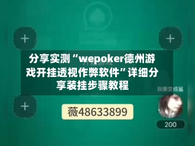 分享实测“wepoker德州游戏开挂透视作弊软件”详细分享装挂步骤教程-第2张图片