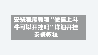 安装程序教程“微信上斗牛可以开挂吗	”详细开挂安装教程-第2张图片