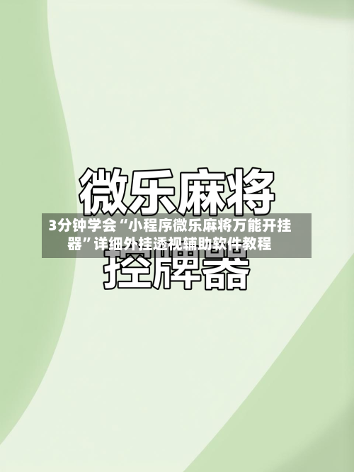 3分钟学会“小程序微乐麻将万能开挂器	”详细外挂透视辅助软件教程-第2张图片