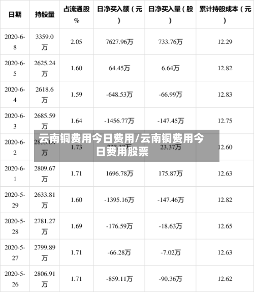 云南铜费用今日费用/云南铜费用今日费用股票